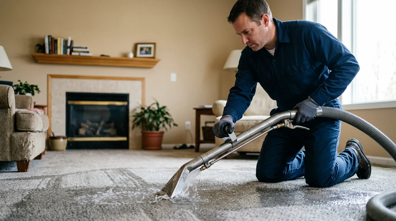 Water damage restoration technician working near Shelburn, IN